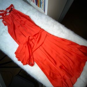 BCBG organgy/red satin dress